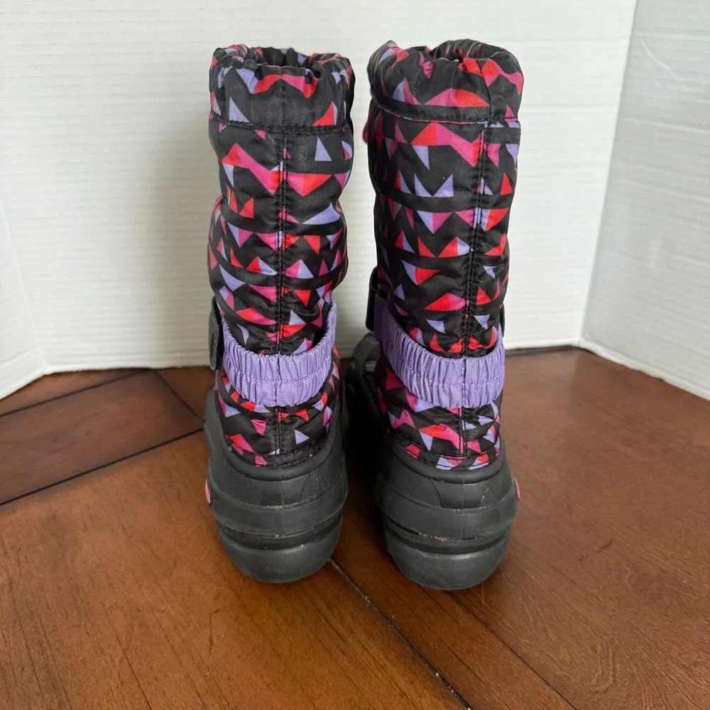 Sorel Pink Purple Geometric Flurry Pattern Winter Snow Boots Girls Size 2